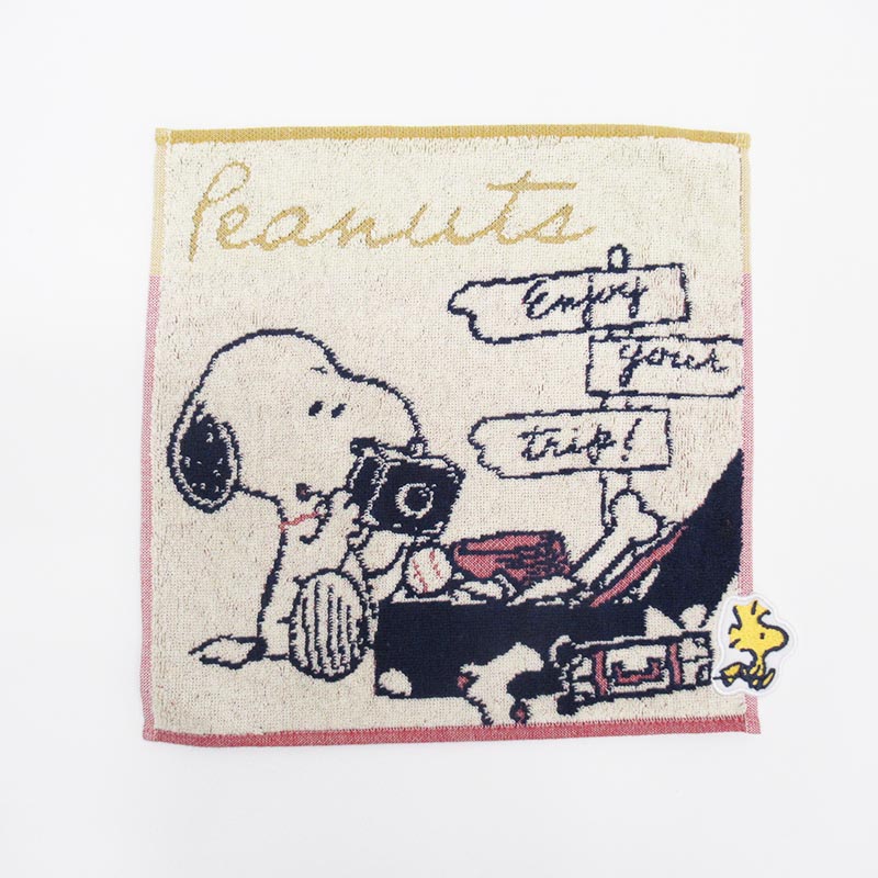 PEANUTS ミニタオル カメラ enjoy your trip スヌーピー
